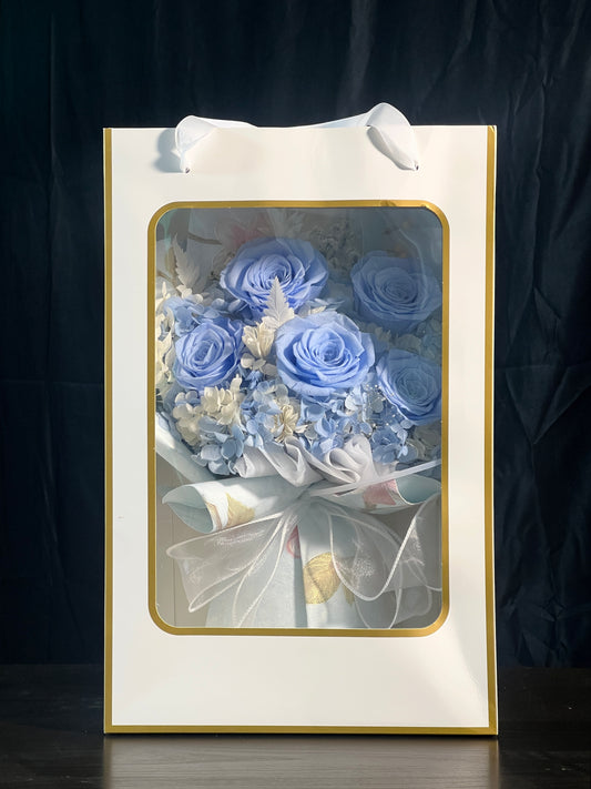 Deluxe Medium Flower Bouquet - Blue Brocade