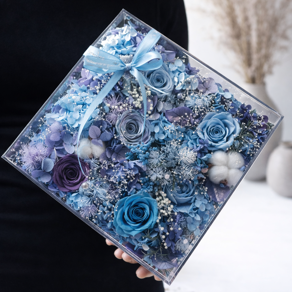 Premium Square Flower Box – Blue Reverie