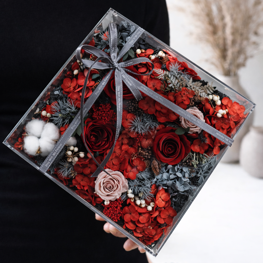 Premium Square Flower Box – Crimson Noir