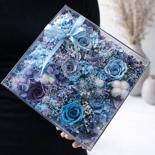 Premium Square Flower Box – Blue Reverie