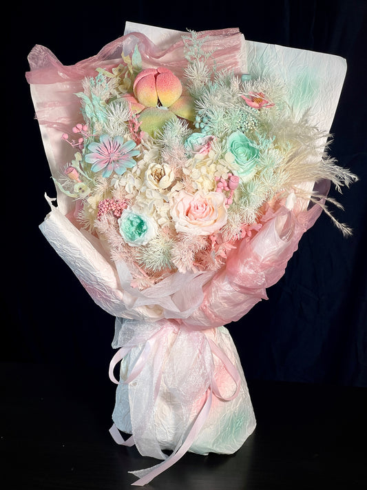Deluxe Large Flower Bouquet - Strawberry Mint Macarons